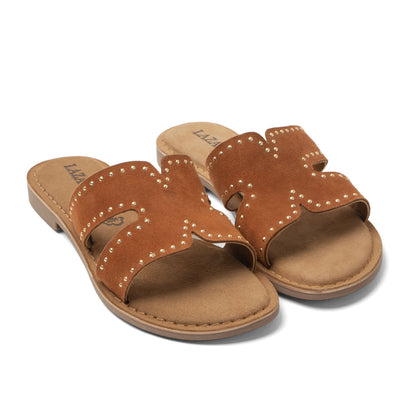 Lina Dames Slippers Suede Tan