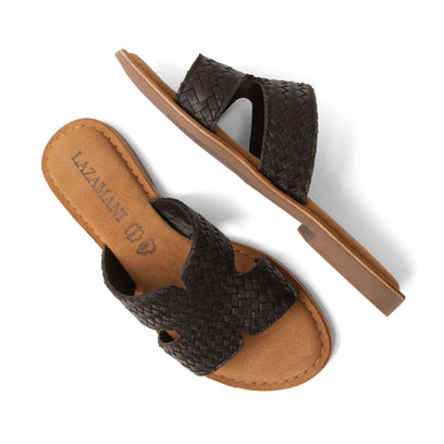 Puck Dames Slippers Leer Black