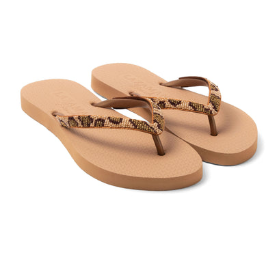 Lanzarote Beach Dames Slippers Leopard Brown