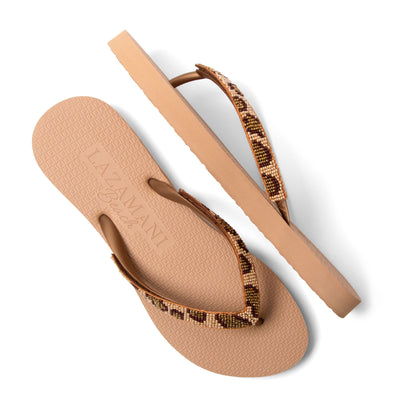 Lanzarote Beach Dames Slippers Leopard Brown