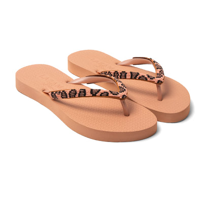 Lanzarote Beach Dames Slippers Leopard Peach