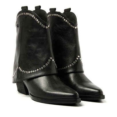 Isa Dames Sleeve Boots Leer Black