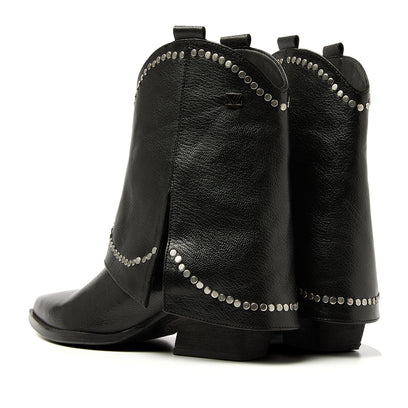 Isa Dames Sleeve Boots Leer Black