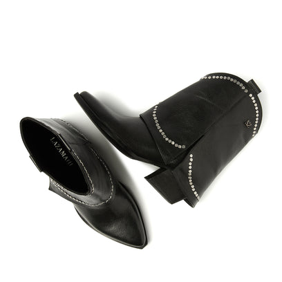 Isa Dames Sleeve Boots Leer Black