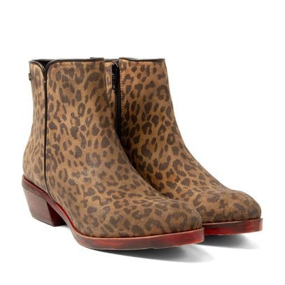 Sara Dames Enkellaarsjes Suede Tan/Leo