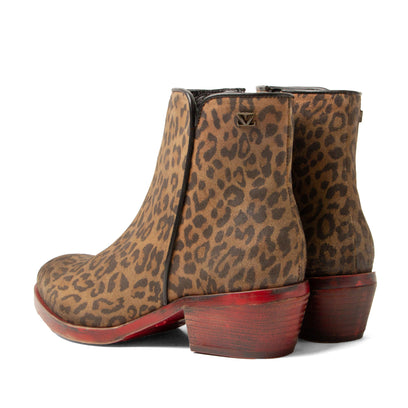 Sara Dames Enkellaarsjes Suede Tan/Leo