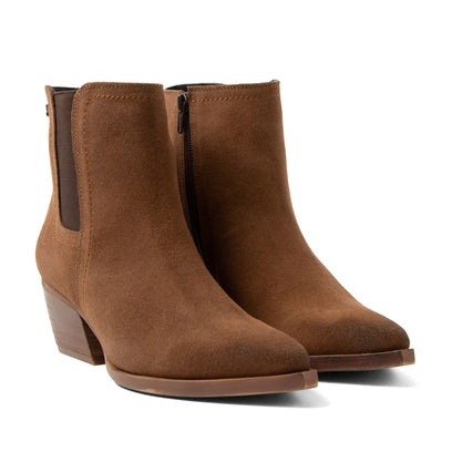 Annie Dames Enkellaarsjes Suede Tan