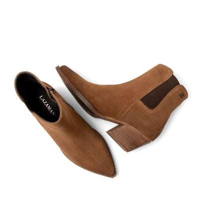 Annie Dames Enkellaarsjes Suede Tan