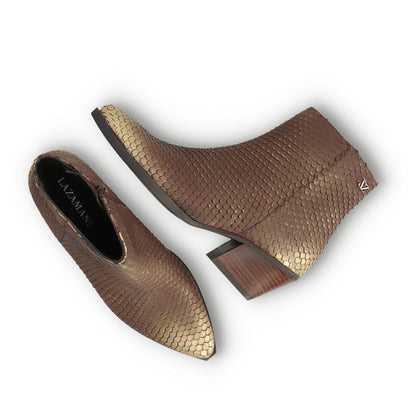 Phoebe Dames Enkellaarsjes Leer Gold/Brown