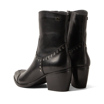 Kylie Dames Enkellaarsjes Leer Black