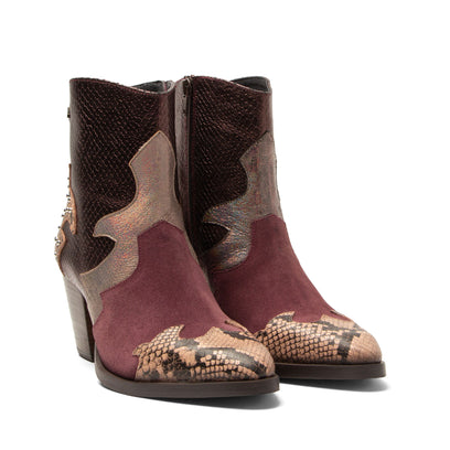 Stevie Dames Enkellaarsjes Leer Merlot