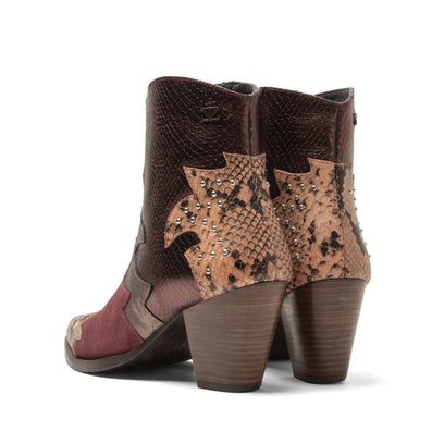 Stevie Dames Enkellaarsjes Leer Merlot