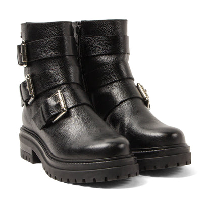Reina Dames Biker Boots Leer Black