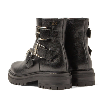 Reina Dames Biker Boots Leer Black