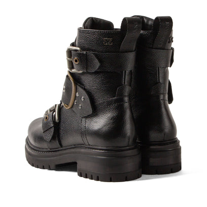 Abby Dames Biker Boots Leer Black