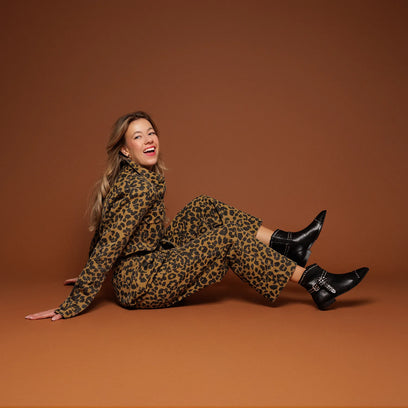 Zora Dames Enkellaarsjes Leer Black