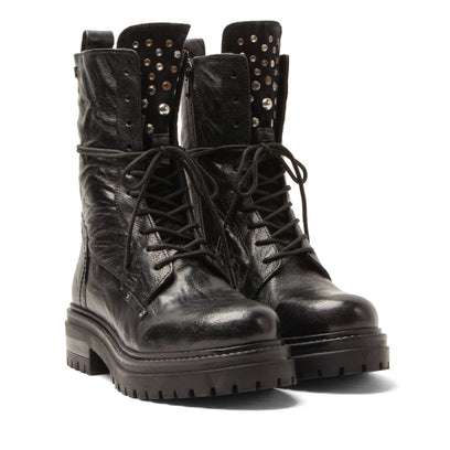 Lex Dames Veterboots Leer Black