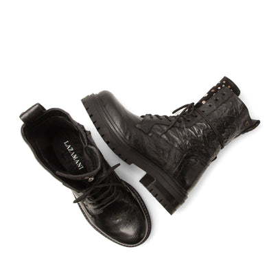Lex Dames Veterboots Leer Black