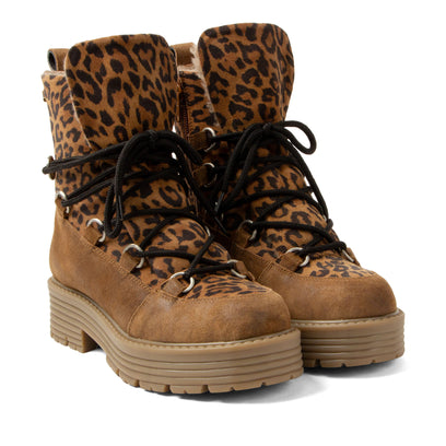 Desi Dames Veterboots Suede Tan/Leo