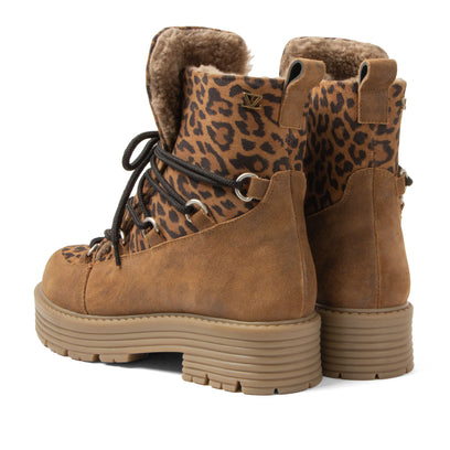 Desi Dames Veterboots Suede Tan/Leo