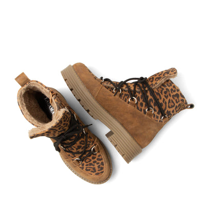Desi Dames Veterboots Suede Tan/Leo