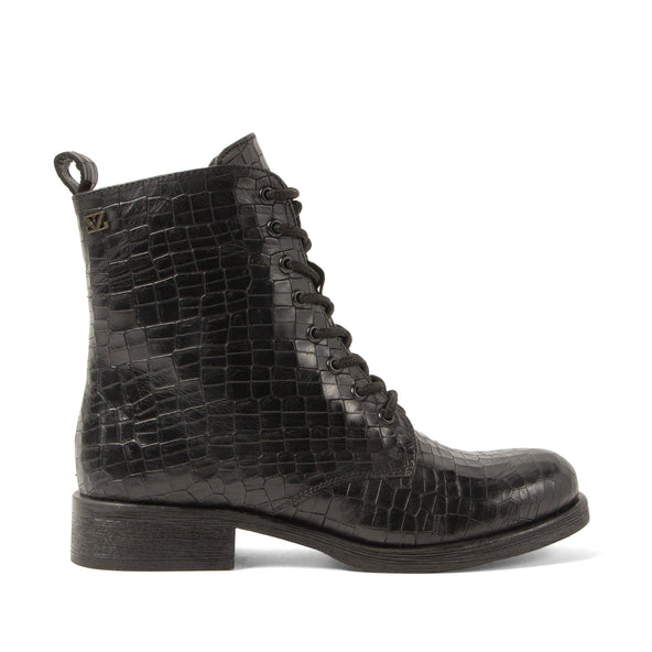 Nella Dames Veterboots Leer Black Nella Dames Veterboots Leer Black