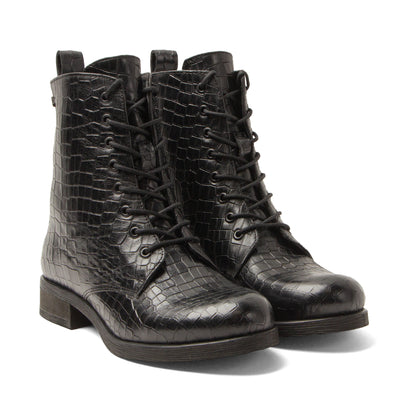 Nella Dames Veterboots Leer Black