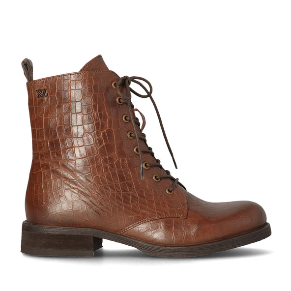 Nella Dames Veterboots Leer Brown Nella Dames Veterboots Leer Brown