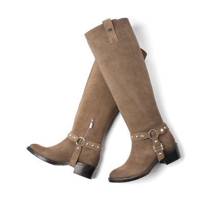 Fay Dames Laarzen Suede Taupe