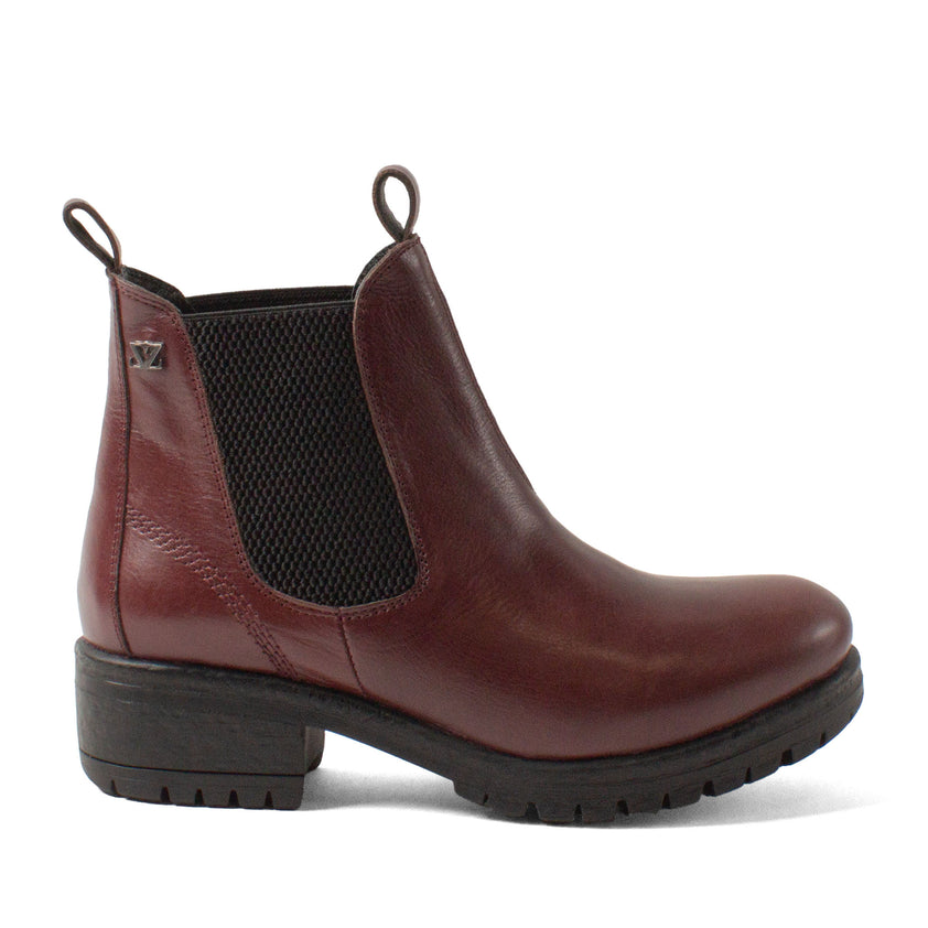 Lia Dames Chelsea Boots Leer Burgundy