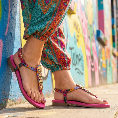 Lynn Dames Sandalen Leer Fuxia