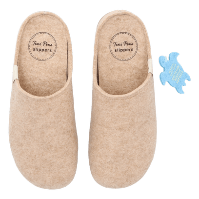 Mona-FR Dames Pantoffels Gerecycled Vilt Beige