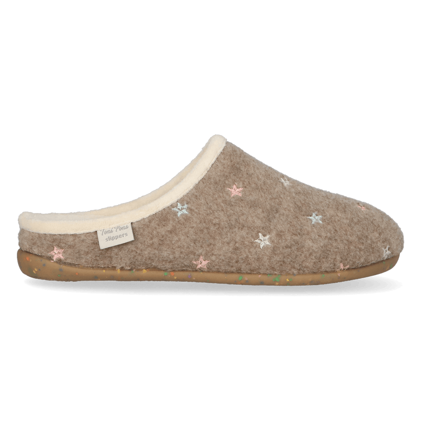 Mona-FT Dames Pantoffels Taupe