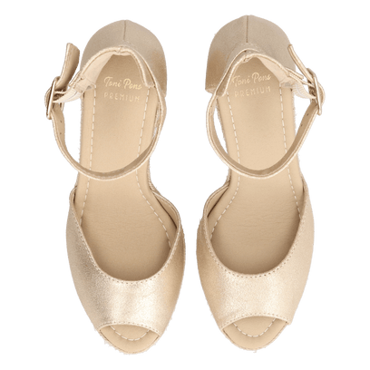 Otile Dames Espadrilles Leer Champagne