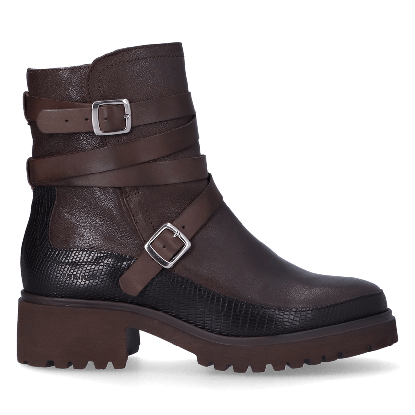 CODY 13.03 Dames Enkellaarsjes Leer Dark Brown