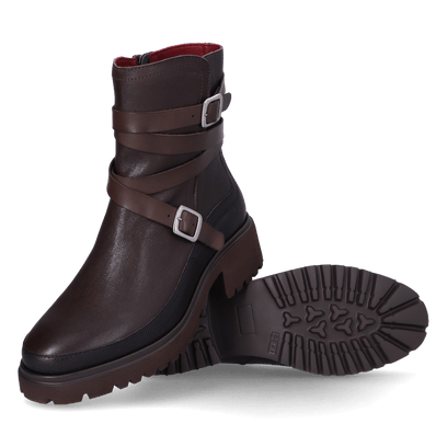 CODY 13.03 Dames Enkellaarsjes Leer Dark Brown