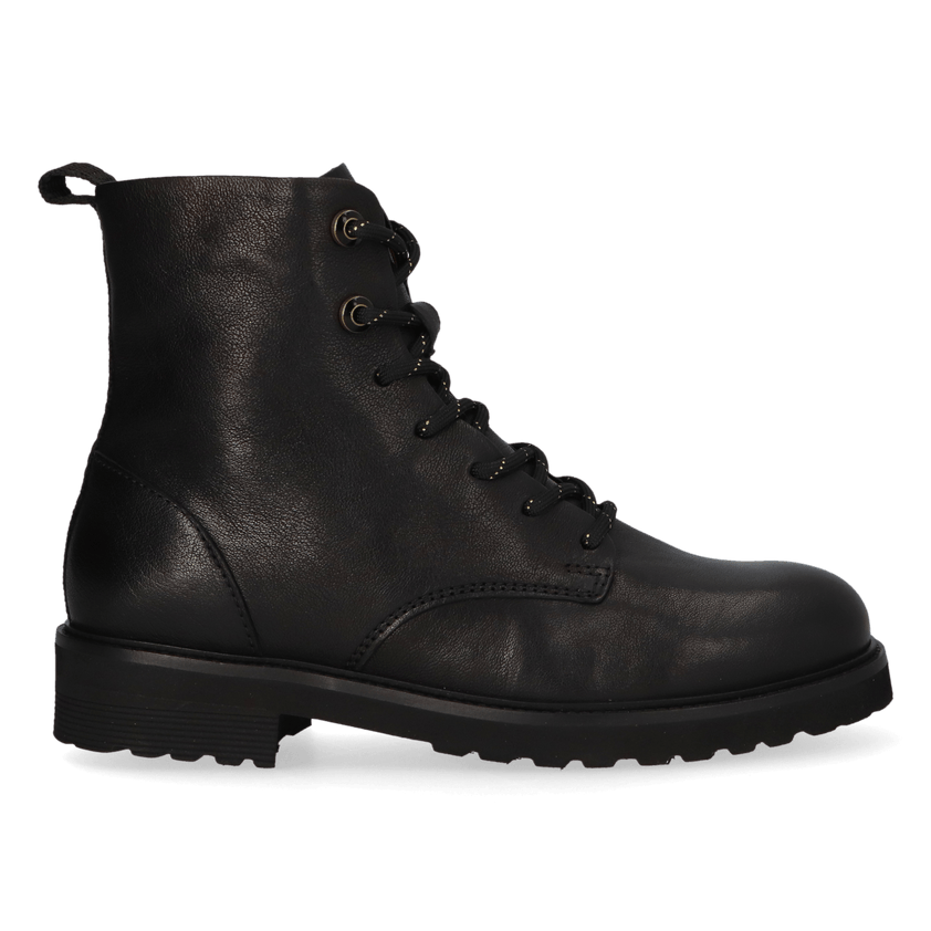 HEN 01.01 Dames Enkellaarsjes Leer Black