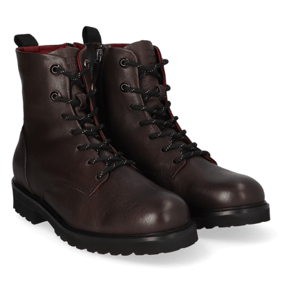 HEN 01.02 Dames Enkellaarsjes Leer Dark Brown