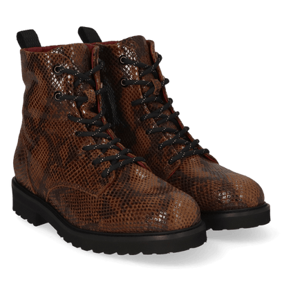 HEN 01.03 Dames Enkellaarsjes Leer Dark Brown