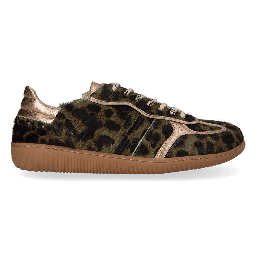 NUDI 01.02 Dames Sneakers Ponyhaar Green Leopard