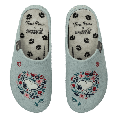 Snoopy Dames Pantoffels Vilt Aqua