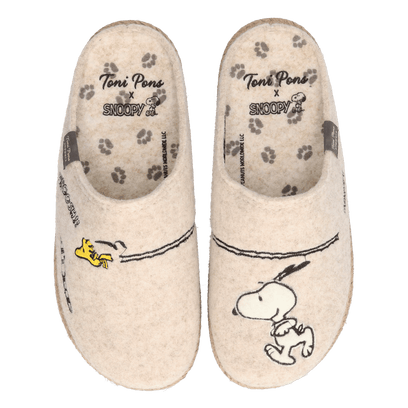 Snoopy Dames Pantoffels Vilt Cru
