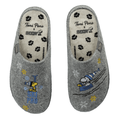 Snoopy Dames Pantoffels Vilt Gris