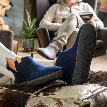 Rabara Wolvilt Sloffen Navy Blue