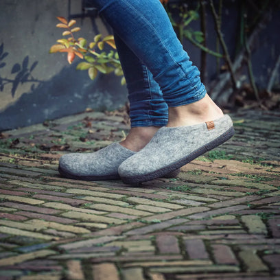 Slipa Wolvilt Instap Pantoffels Marbled Light Grey