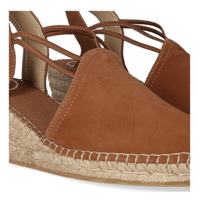 Tremp Suede Dames Espadrilles Cognac