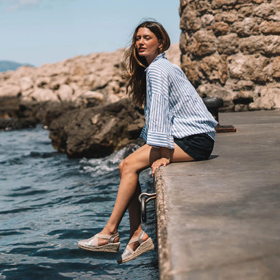 Triton Textiel Dames Espadrilles Plati