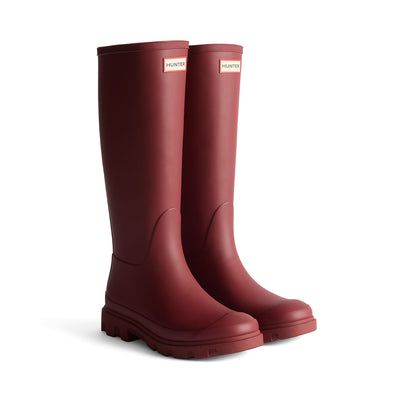 Unisex Downpour Tall Wellington Boots Merlot