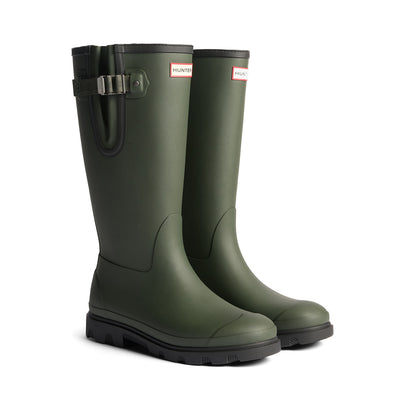 Downpour Field Adjustable Neo Lined Wellington Boots Dark Olive/Black