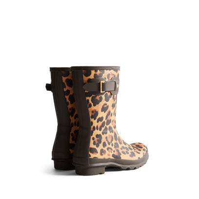 Women's Original Short Wellington Boots Leopard Print/Chocolate Brown